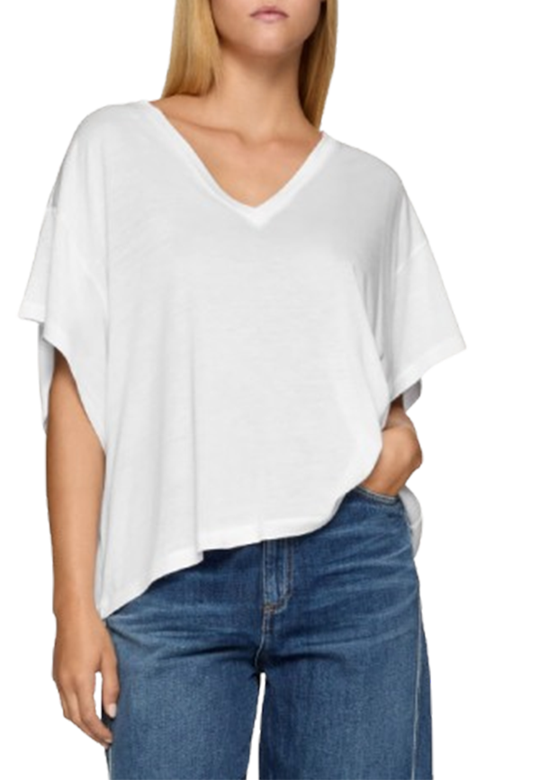 Dondup - T-shirt scollo V regular in modal e seta