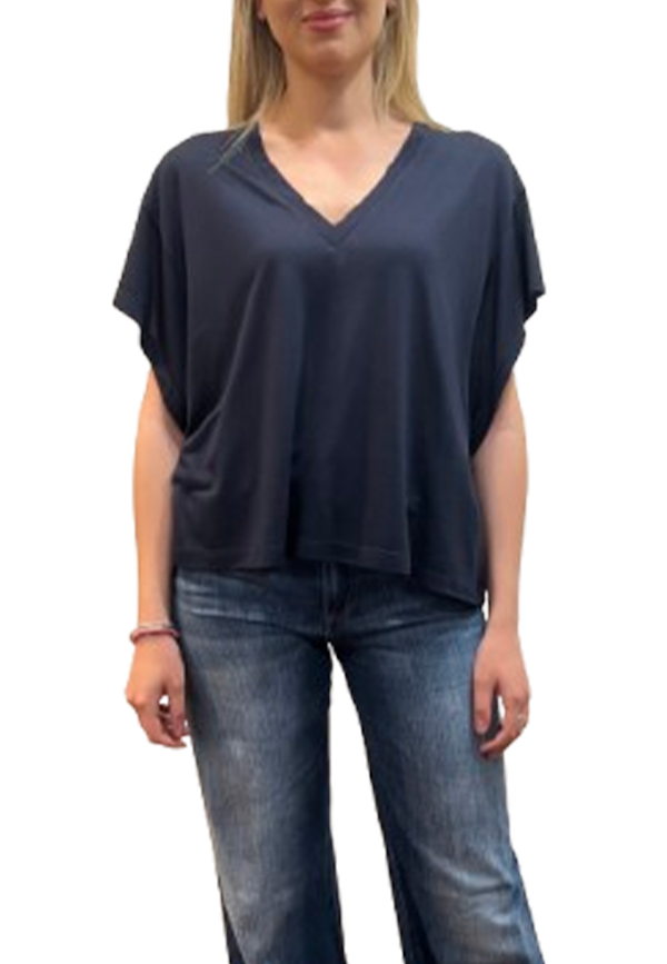 Dondup - T-shirt scollo V regular in modal e seta