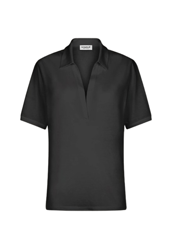 Dondup - Polo scollo V regular in modal e seta