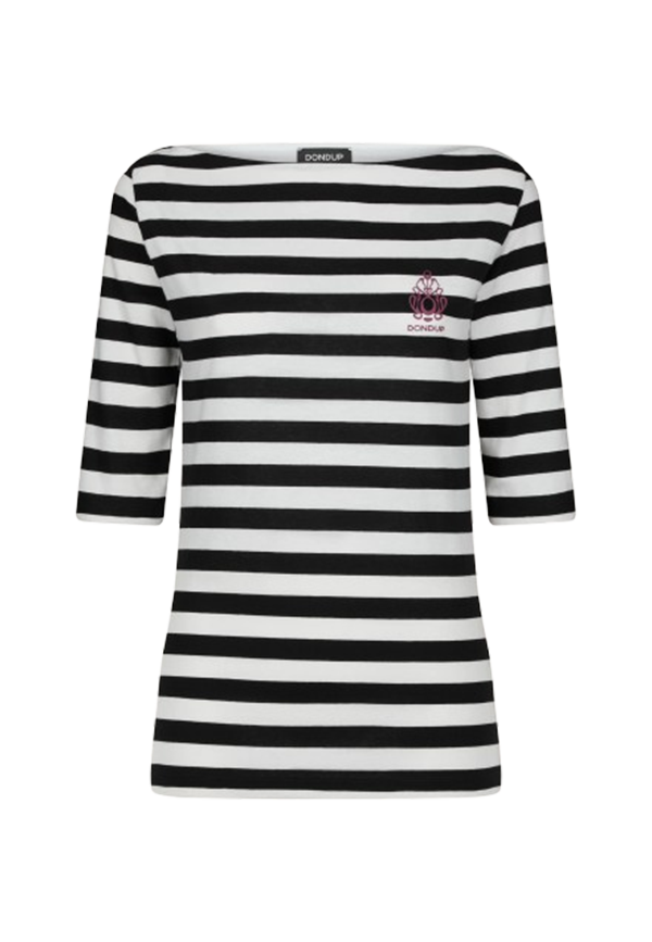 Dondup - T-shirt scollo barca slim in jersey rigato