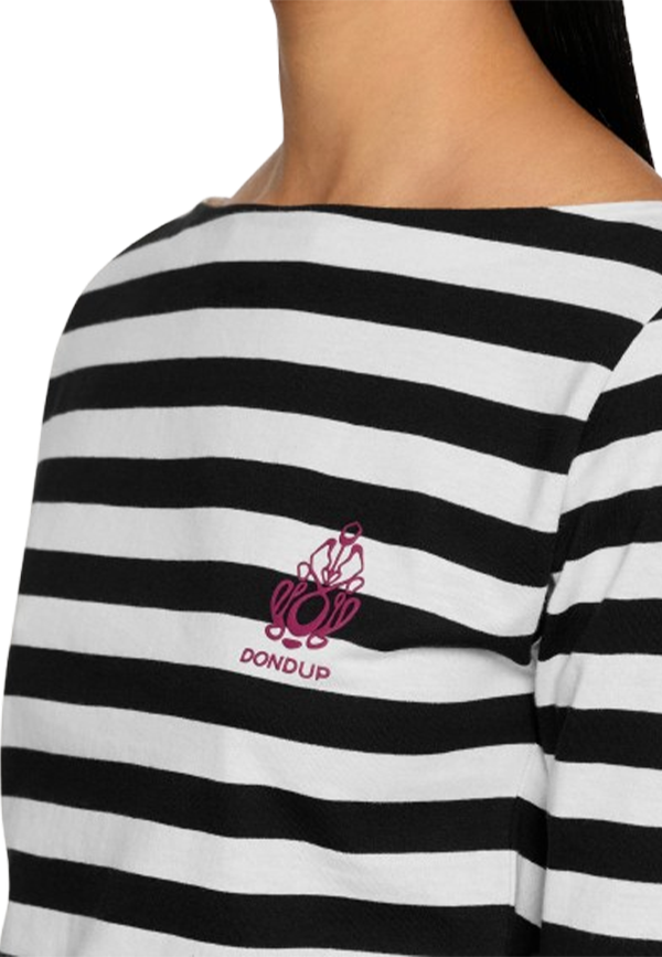 Dondup - T-shirt scollo barca slim in jersey rigato