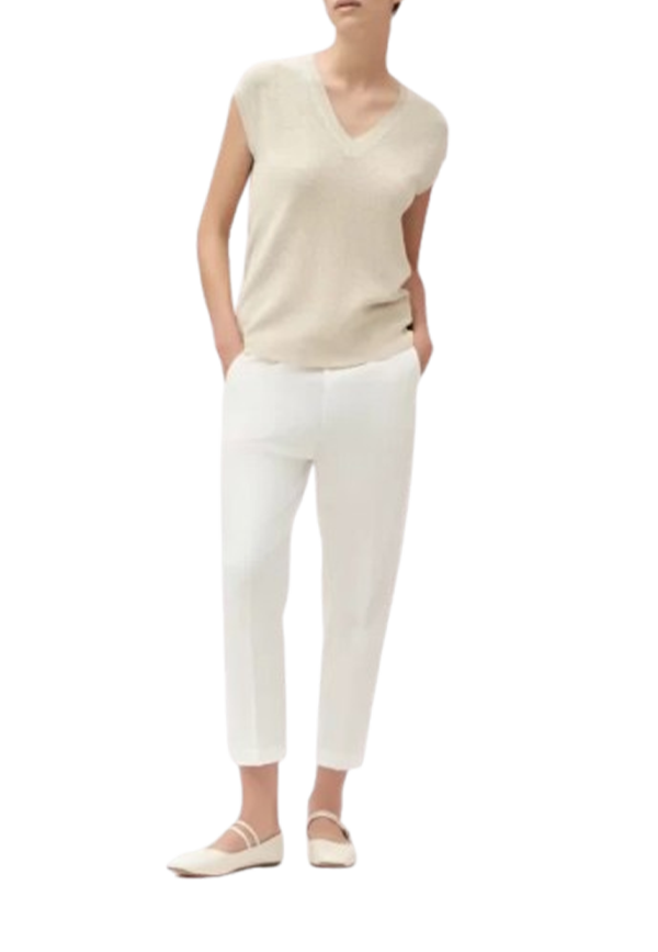 White Wise - Gilet Scollo a V Maglia Inglese Lurex