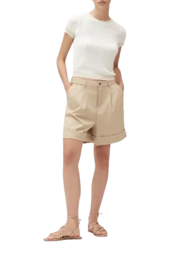 White Wise - T-Shirt in Maglia Rib Lurex