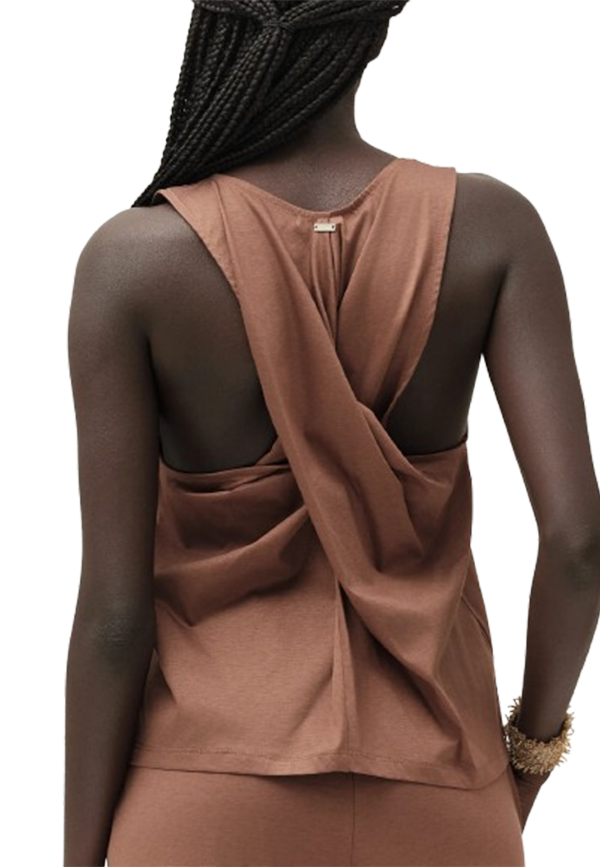White Wise - Top in Cotone con Intreccio dietro e Spilla