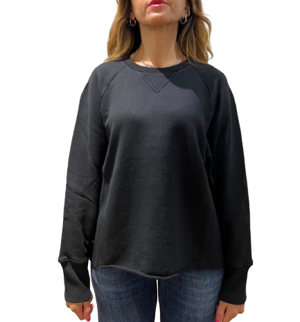 Dondup - Felpa girocollo cropped in cotone garzato