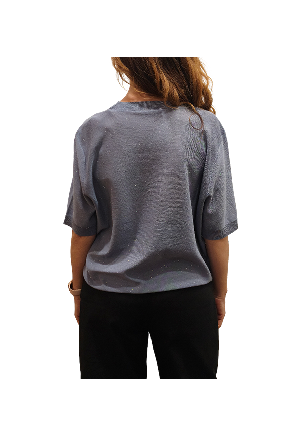 Kangra - Maglia girocollo con manica a tre quarti con micropaillettes