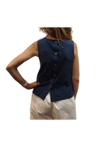 White Wise - Top misto lino con bottoncini