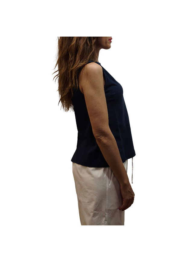 White Wise - Top misto lino con bottoncini