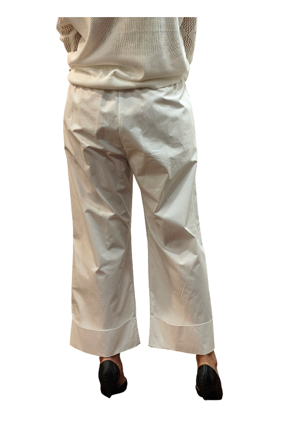 White Wise - Pantaloni ampi risvolto popeline