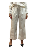 White Wise - Pantaloni ampi risvolto popeline