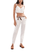 White Wise - Top corto in popeline con bretelline