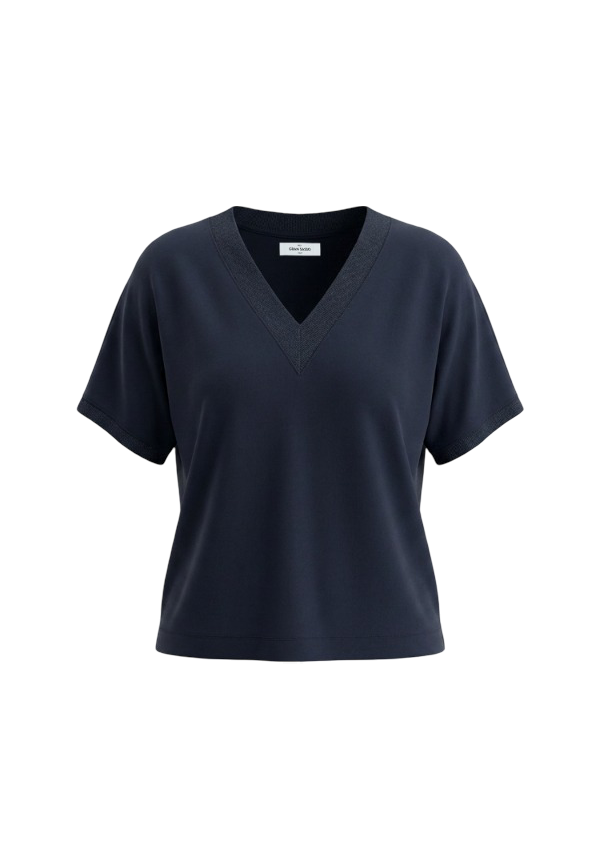 Gran Sasso - T-shirt jersey scollo a v con lurex