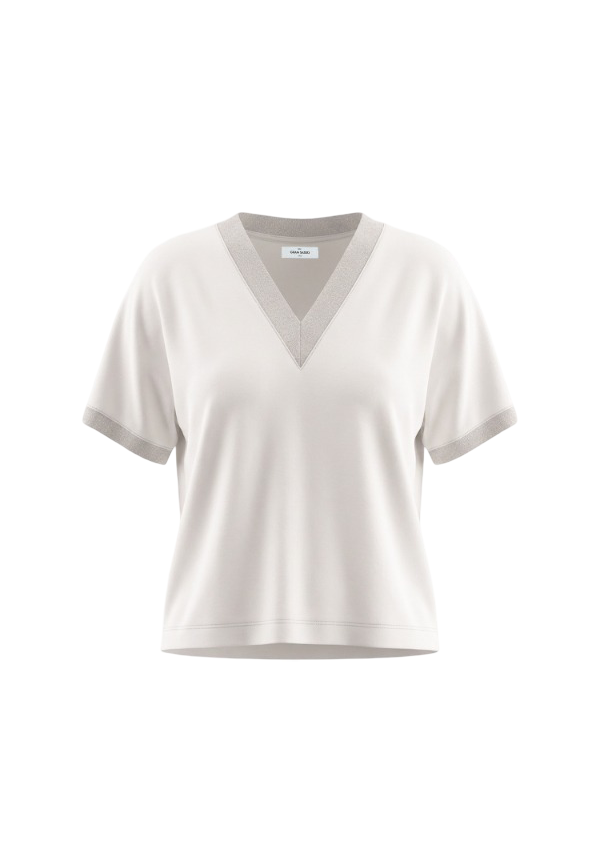 Gran Sasso - T-shirt jersey scollo a v con lurex