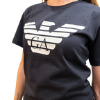 Emporio Armani - T-shirt in jersey organico con stampa logo ASV