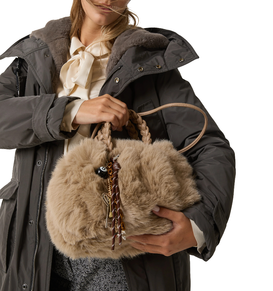 Alessia Santi - Borsa in ecopelliccia con manici intrecciati