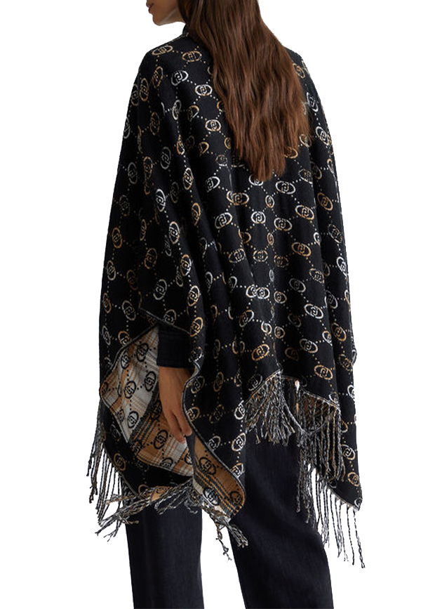 Liu Jo - Poncho con logo jacquard