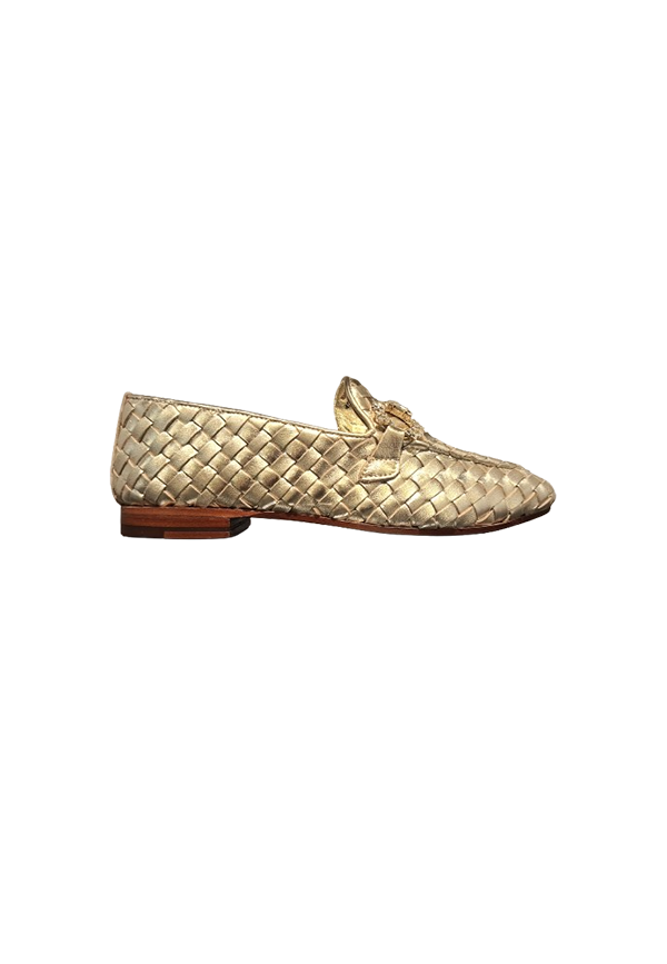 Emanuelle Vee - Mocassino intrecciato Carol sheep lame gold