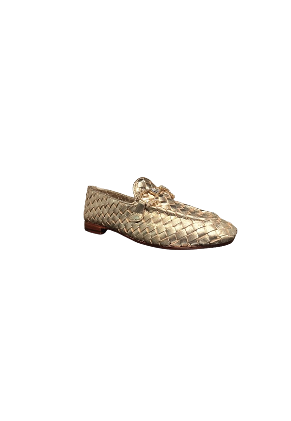 Emanuelle Vee - Mocassino intrecciato Carol sheep lame gold