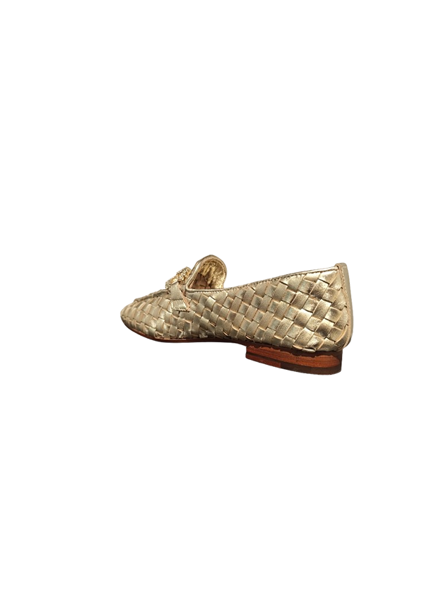 Emanuelle Vee - Mocassino intrecciato Carol sheep lame gold