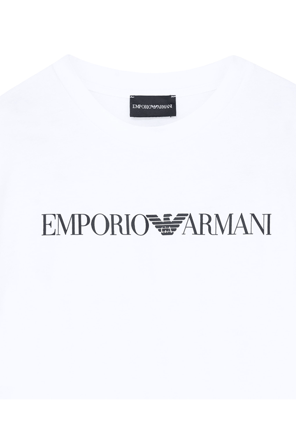 Emporio Armani - T-shirt in jersey organico con stampa logo ASV