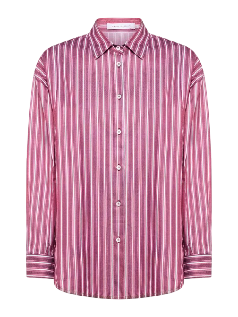 Simona Corsellini - Camicia dritta con foulard in riga jacquard