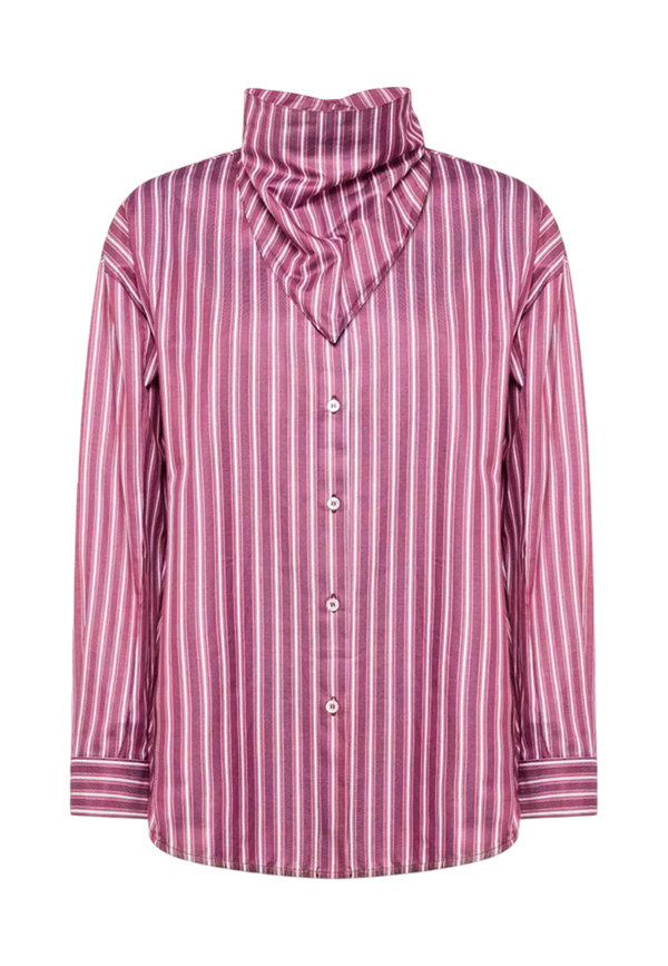 Simona Corsellini - Camicia dritta con foulard in riga jacquard
