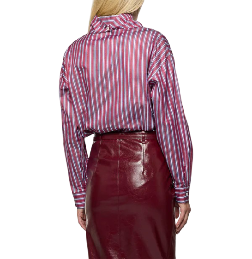 Simona Corsellini - Camicia dritta con foulard in riga jacquard