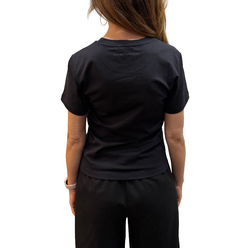 Emporio Armani - T-shirt in jersey organico con stampa logo ASV