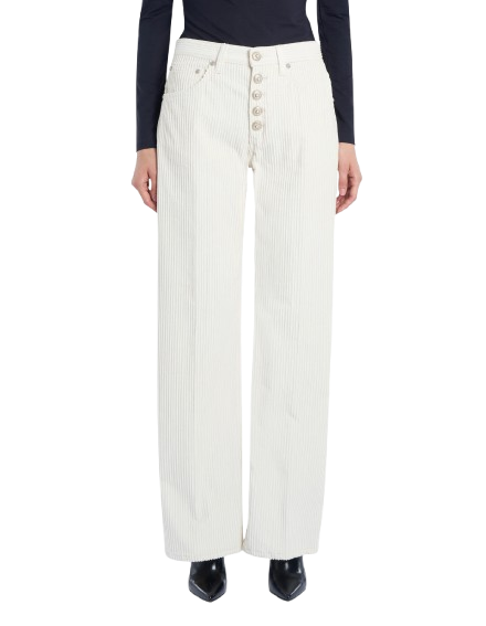 Dondup - Pantaloni Jacklyn wide leg in velluto a coste