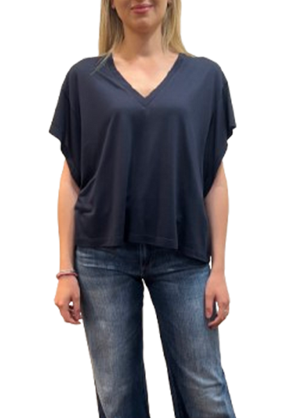 Dondup - T-shirt scollo V regular in modal e seta