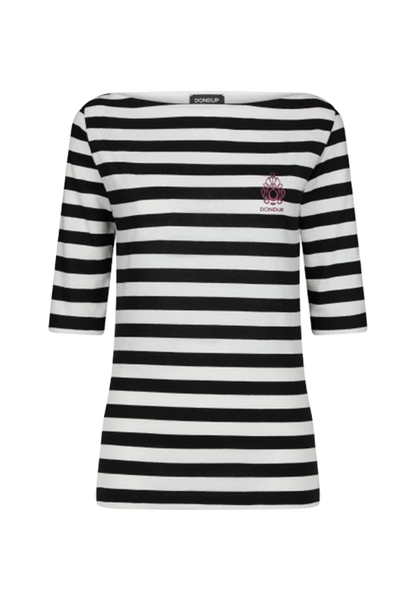 Dondup - T-shirt scollo barca slim in jersey rigato