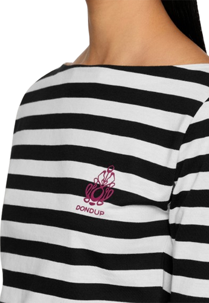 Dondup - T-shirt scollo barca slim in jersey rigato
