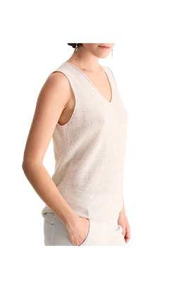Biancalancia - Top in lino e cotone con paillettes