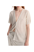Biancalancia - Cardigan in lino e cotone con paillettes