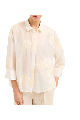 Biancalancia - Camicia in mussola di cotone e seta con ricamo