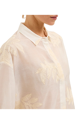 Biancalancia - Camicia in mussola di cotone e seta con ricamo