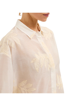 Biancalancia - Camicia in mussola di cotone e seta con ricamo