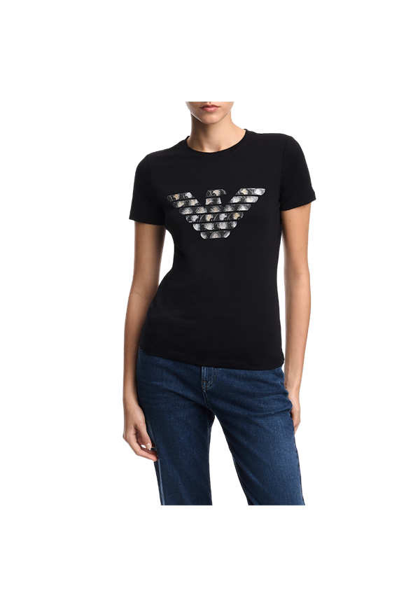 Emporio Armani - T-shirt slim fit in jersey stretch con maxi aquila pattern ASV