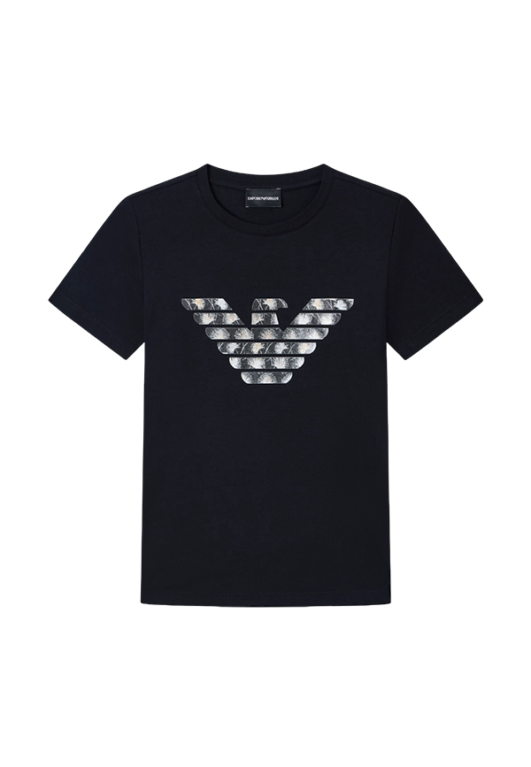 Emporio Armani - T-shirt slim fit in jersey stretch con maxi aquila pattern ASV