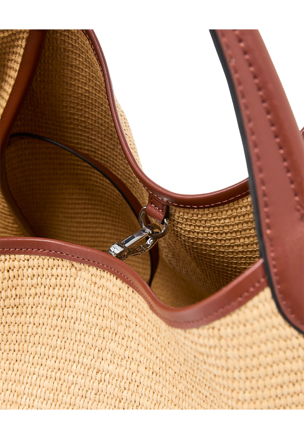 Emporio Armani - Shopper grande in paglia intrecciata con logo EA