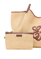 Emporio Armani - Shopper grande in paglia intrecciata con logo EA