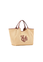 Emporio Armani - Shopper grande in paglia intrecciata con logo EA
