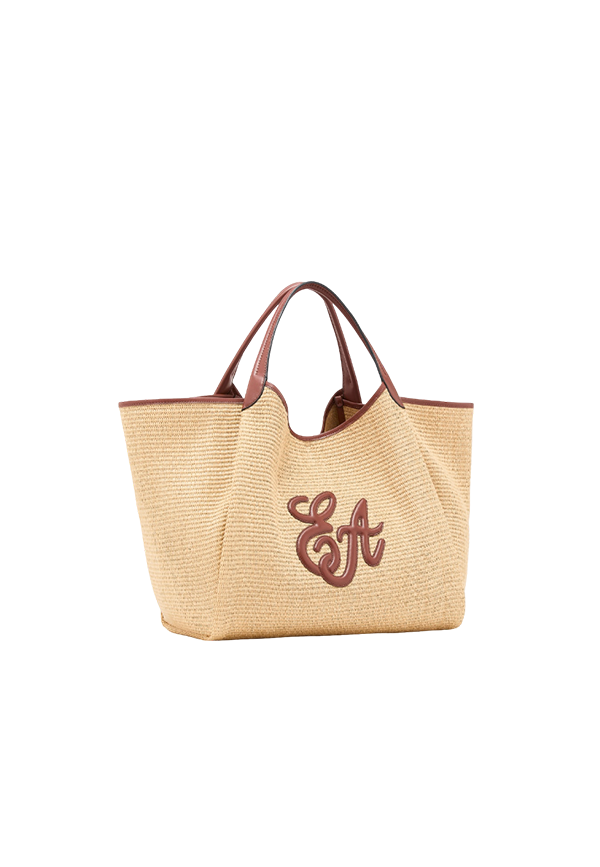 Emporio Armani - Shopper grande in paglia intrecciata con logo EA