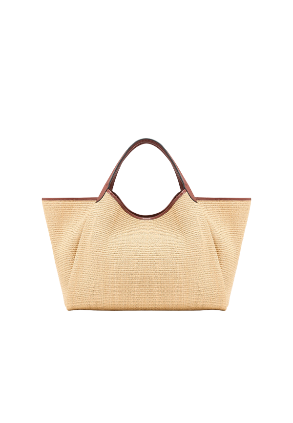 Emporio Armani - Shopper grande in paglia intrecciata con logo EA