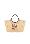 Emporio Armani - Large woven straw shopper with EA logo