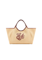 Emporio Armani - Shopper grande in paglia intrecciata con logo EA