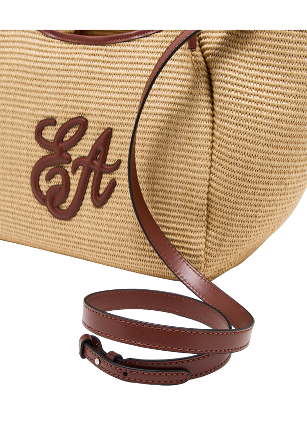 Emporio Armani - Medium braided straw shopper bag with EA logo