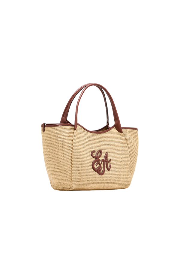 Emporio Armani - Medium braided straw shopper bag with EA logo