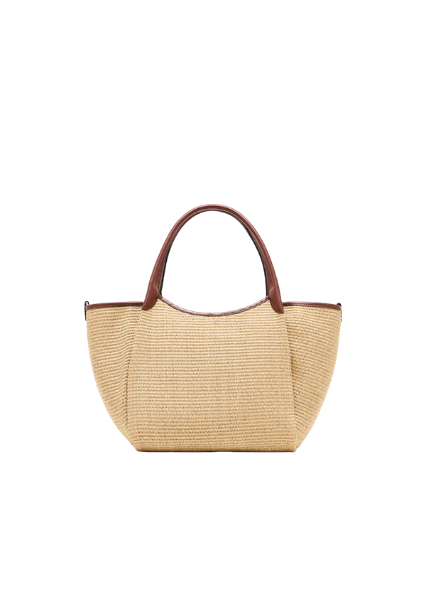 Emporio Armani - Medium braided straw shopper bag with EA logo