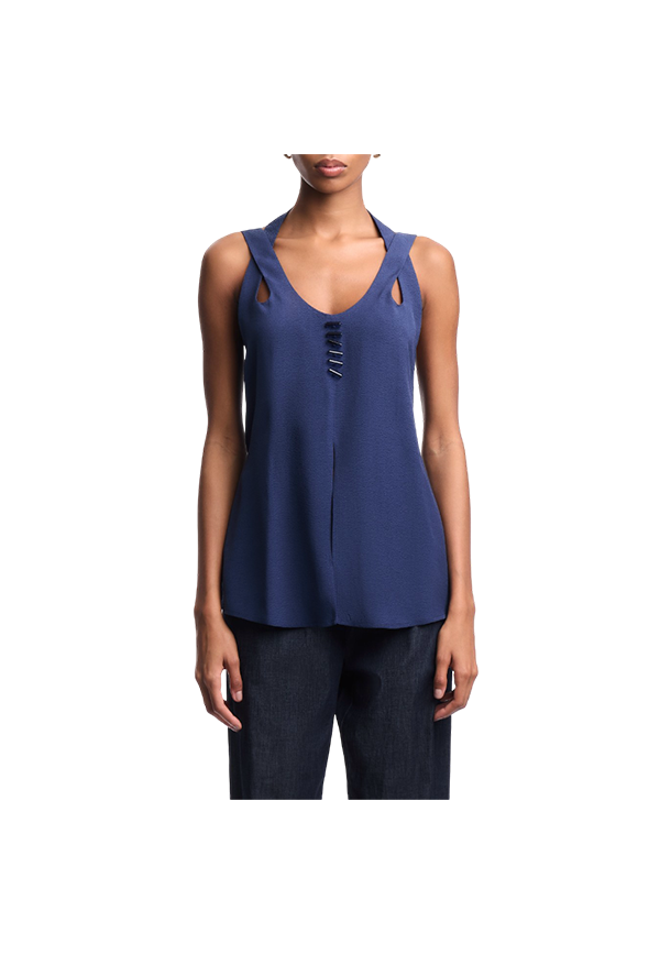 Emporio Armani - Micro-leopard jacquard fluid fabric top